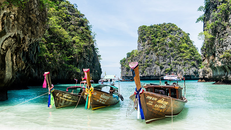 Boats on Phi Phi Island Thailand